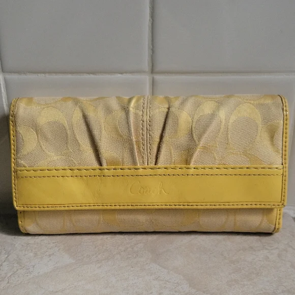 Coach Signature Yellow Women's Wallet With Check Book - Picture 1 of 6